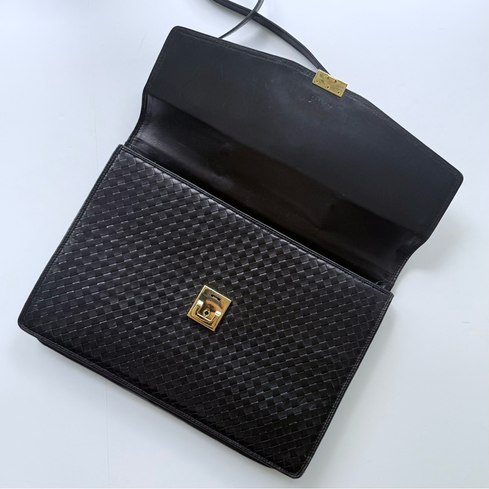 Vintage Florence Leather School / Scuola Del Cuoio Black Woven Leather Briefcase - Picture 8 of 16